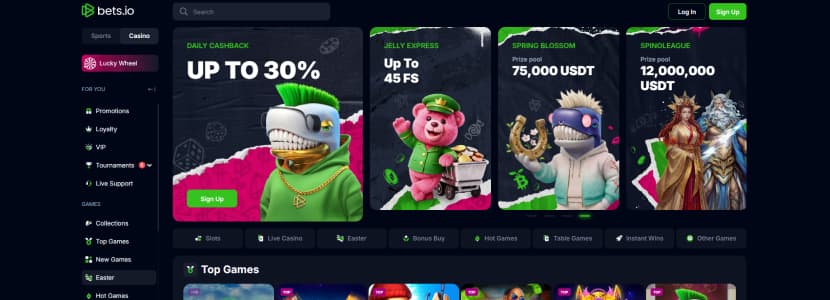 Bets.io casino homepage