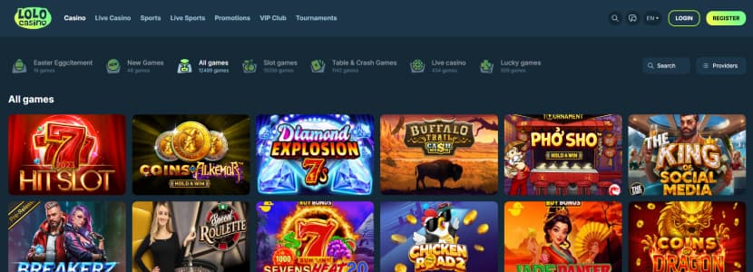 Lolo casino homepage