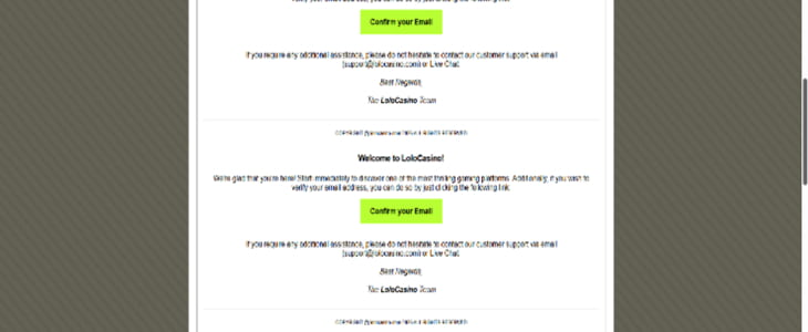 Lolo casino email confirmation