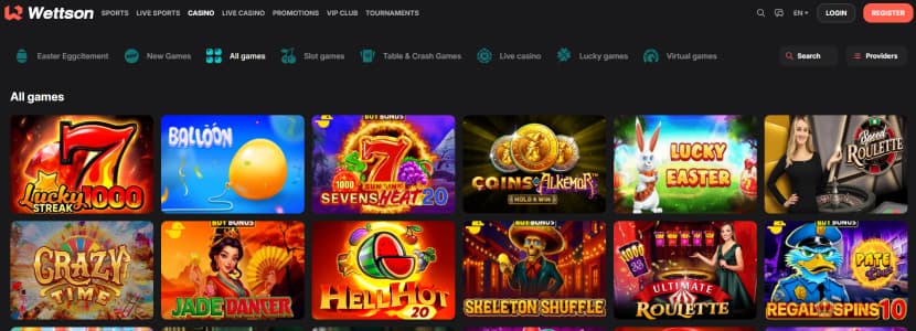 Wettson casino homepage